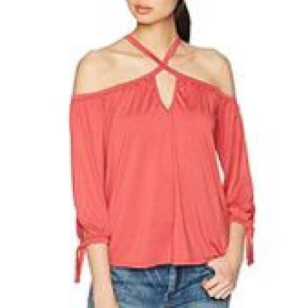 Three Dots Cold Shoulder Jersey Top Medium
